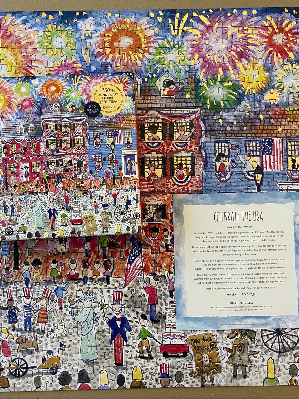 GALISON Micheal Storrings 250th Anniversary Celebrate The USA 500pc Puzzle - Picture 6 of 6
